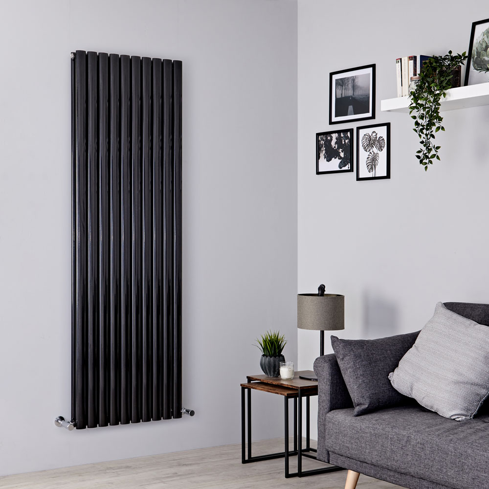 Milano Aruba - Black Vertical Designer Radiator 1780mm x 590mm (Double Panel)