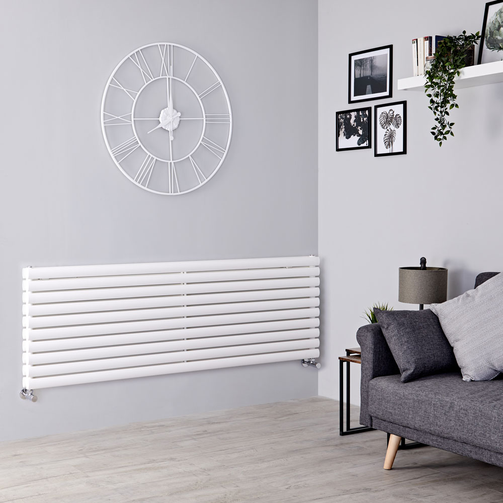 Milano Aruba - White Horizontal Designer Radiator 590mm x 1780mm (Double Panel)