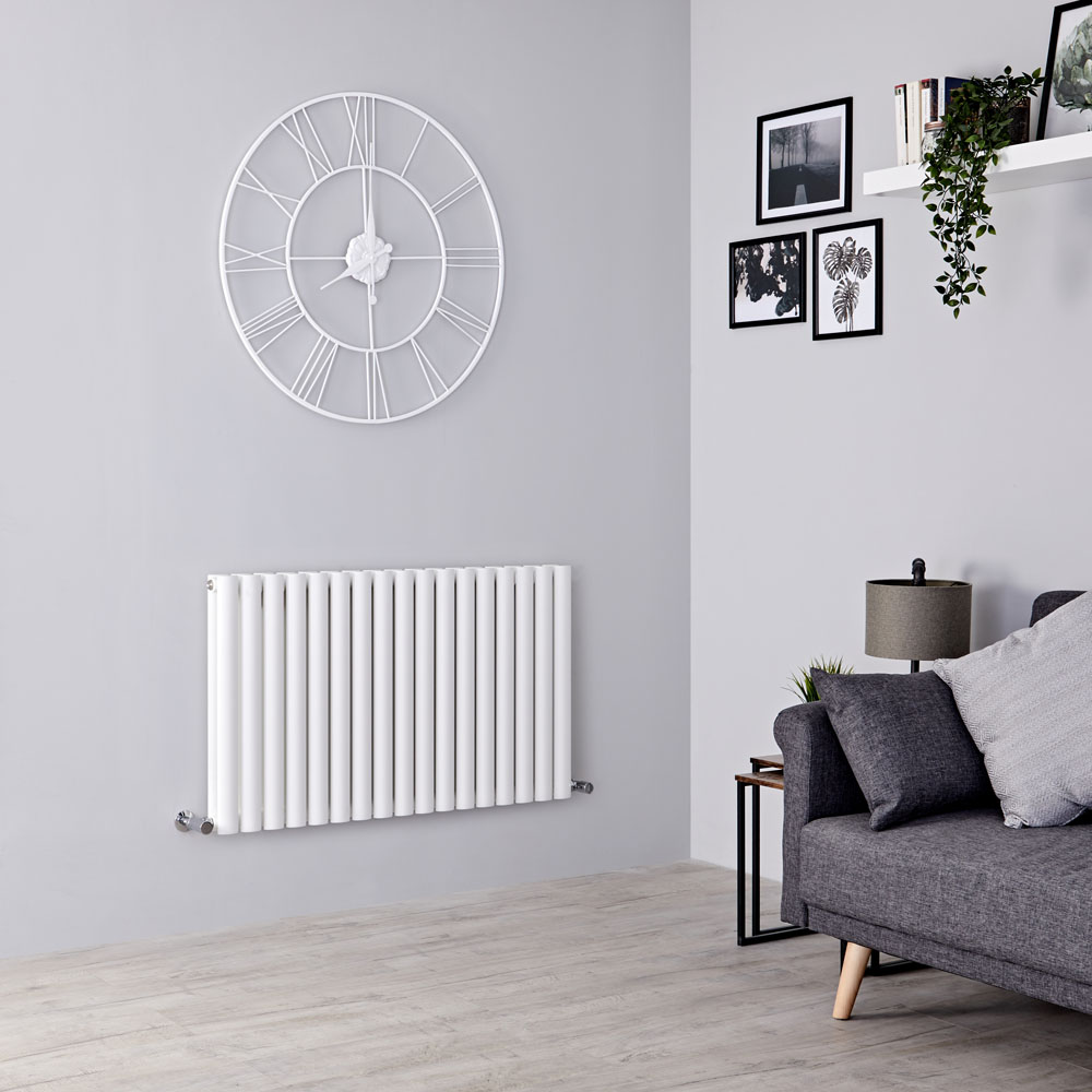 Milano Aruba - Modern White Horizontal Designer Radiator 601mm x 1000mm (Double Panel)