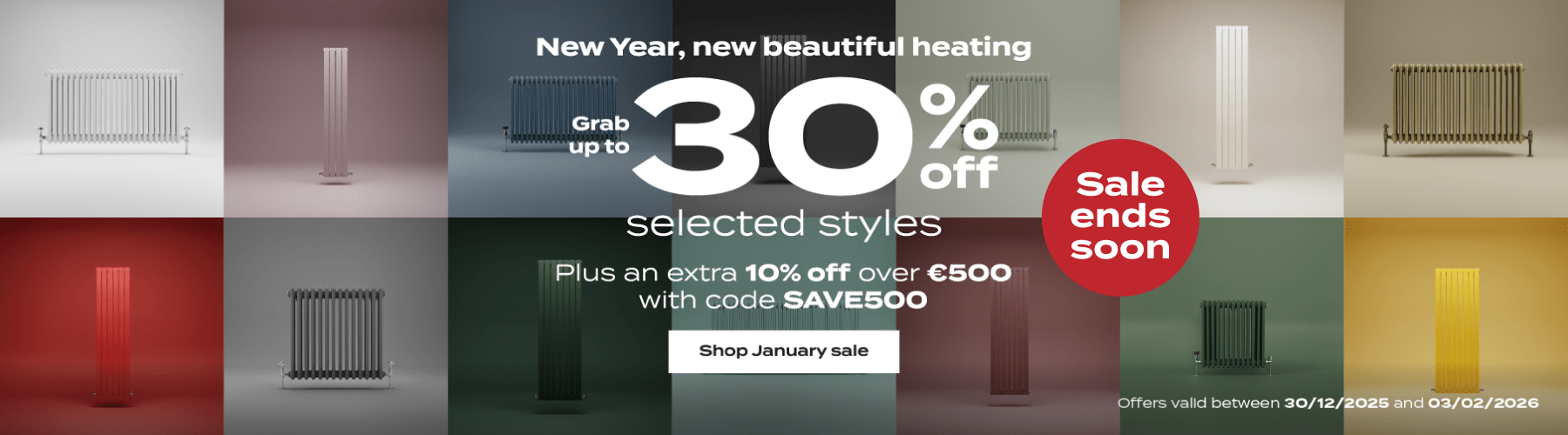 Up to 30% off selected lines + an extra 10% off over €500 with code SAVE500