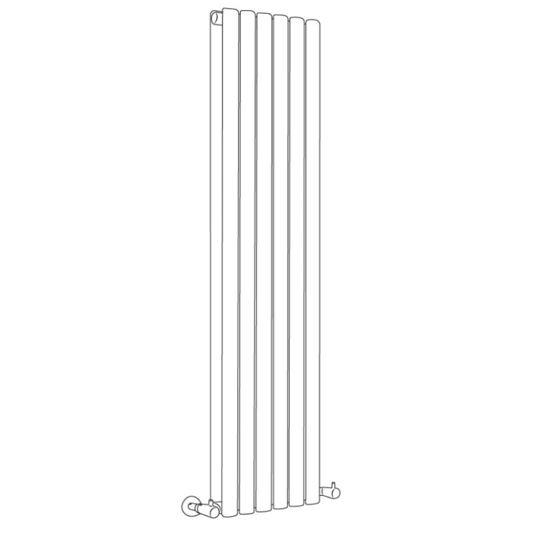 Line drawing of horizontal aruba radiator