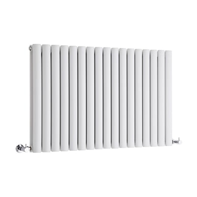 White horizontal double panel Milano Aruba designer radiator on a white background