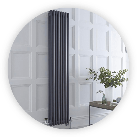 White low profile Milano Aruba designer radiator under a window