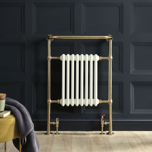 Milano Elizabeth Brushed Brass Traditional Heated Towel Rail