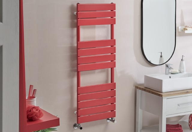 Milano lustro red heated towel rail